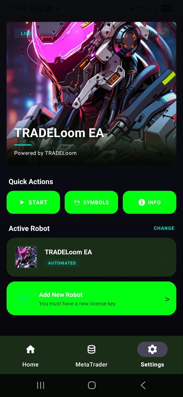 TradeLoom app dashboard